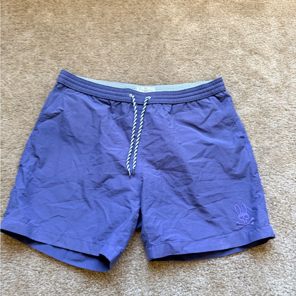 Psycho Bunny Blue Swim Trunks with embroidery logo sz L